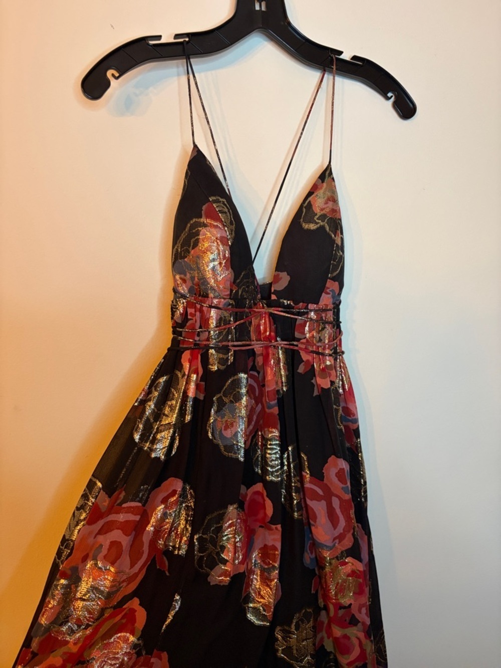Free People “Shadows Silk Gown” – Black Floral Maxi Dress | Size 2 🌹✨ - Picture 7 of 11